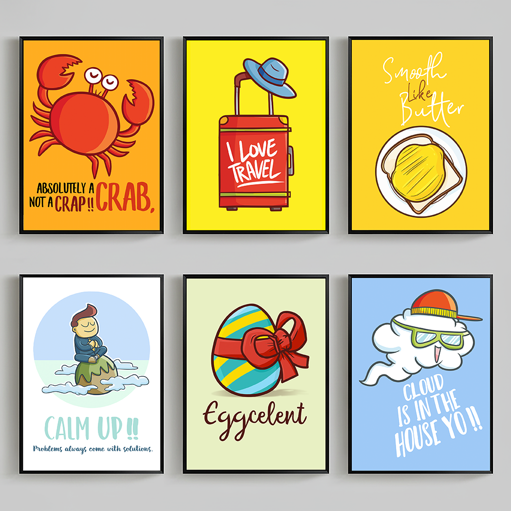 Baby Food Quote - 1pc frameless Cartoon Nursery Wall Art,
