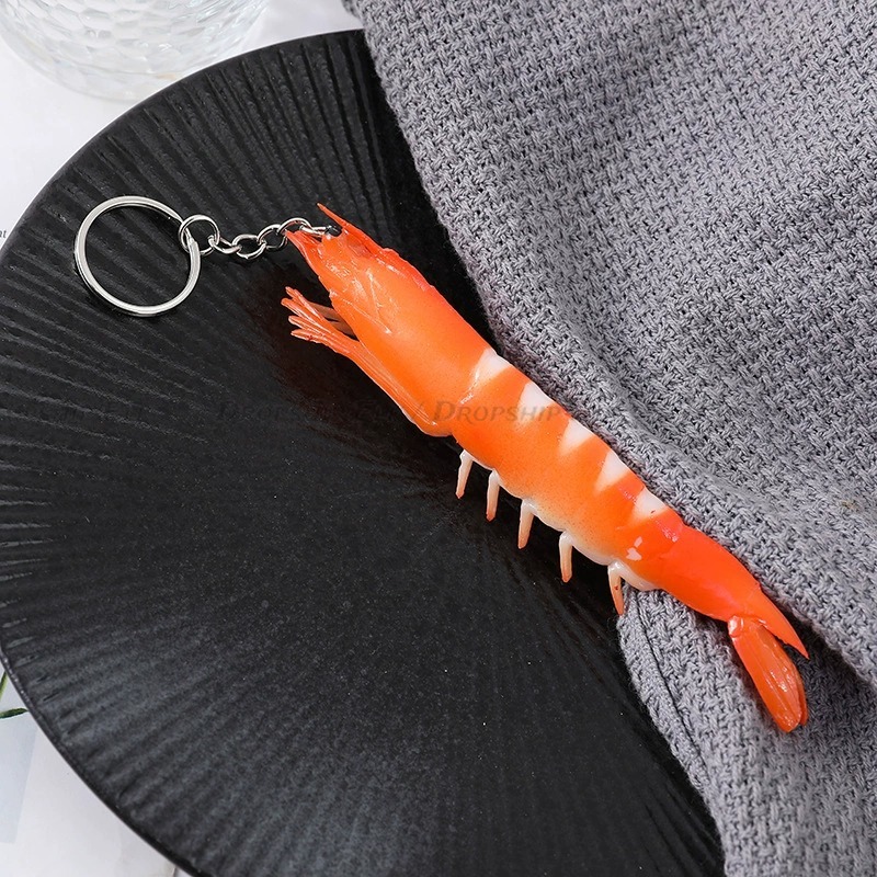 Baby Food Shrimp - Funny Simulation PVC Shrimp Keychain Prawm