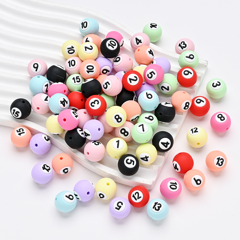 Baby Food Processor - 15Pcs 15mm Silicone Round Beads Color