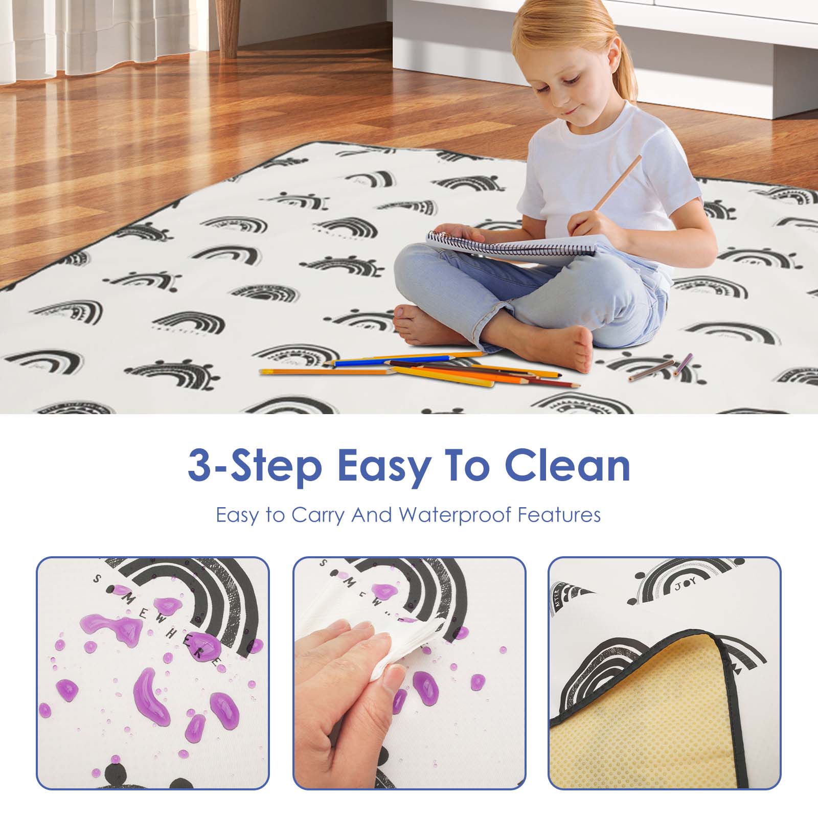 Baby Splat Mat Anti Slip High  - Highchair Splash Mat avaliação e preço