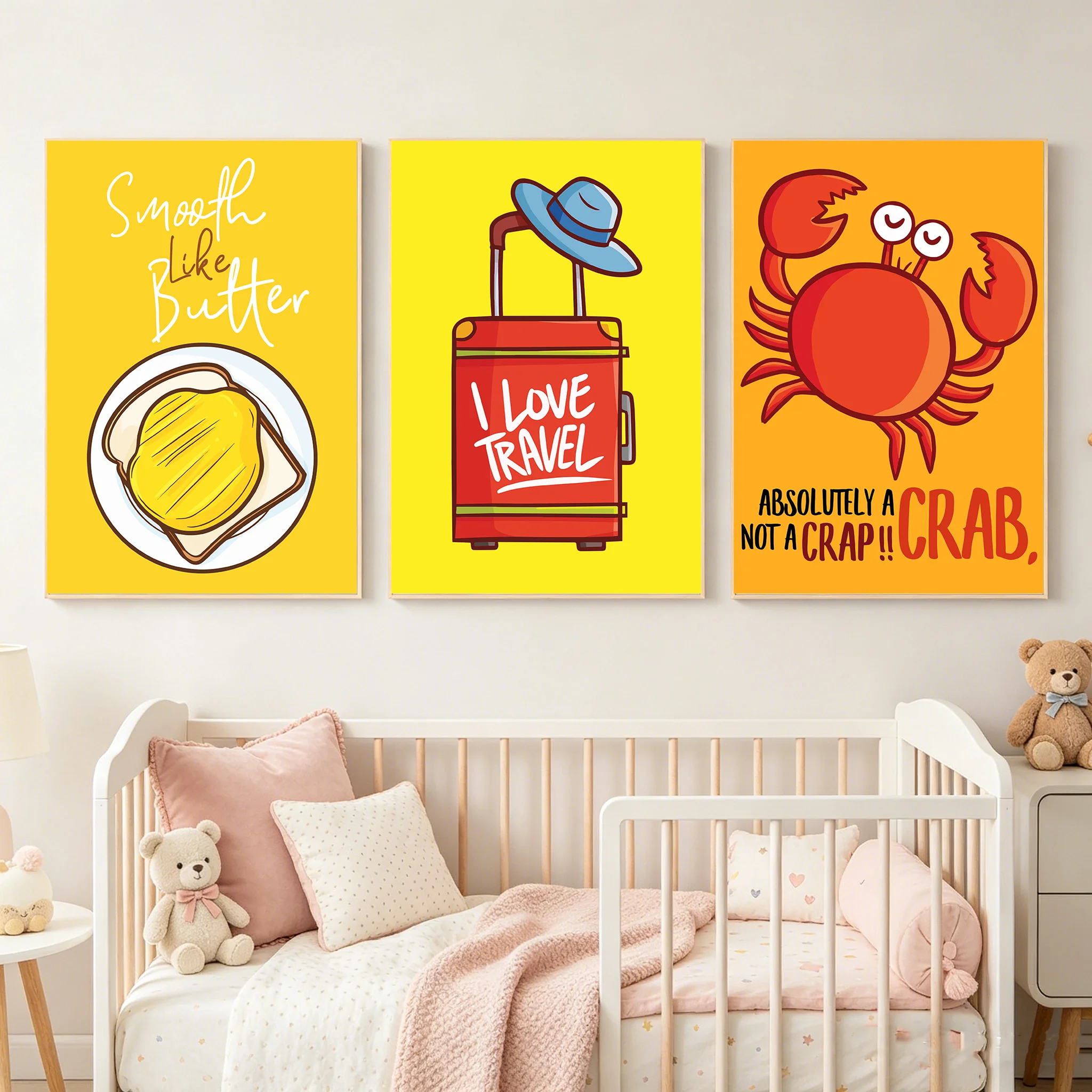1pc frameless Cartoon Nursery  - Baby Food Quote avaliação e preço