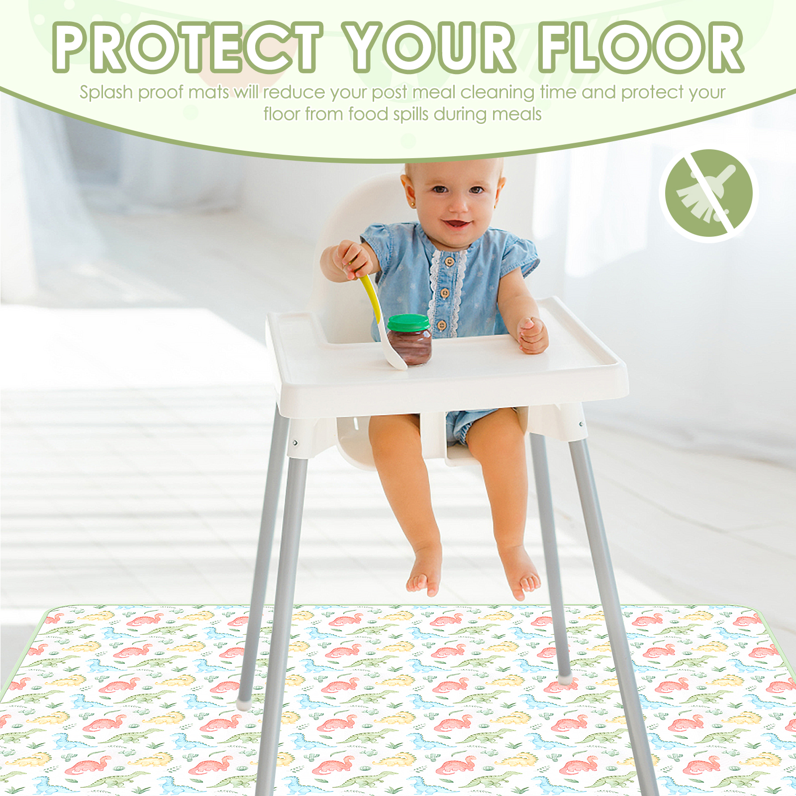 Baby High Chair Splash Mat 51  - Highchair Splash Mat avaliação e preço