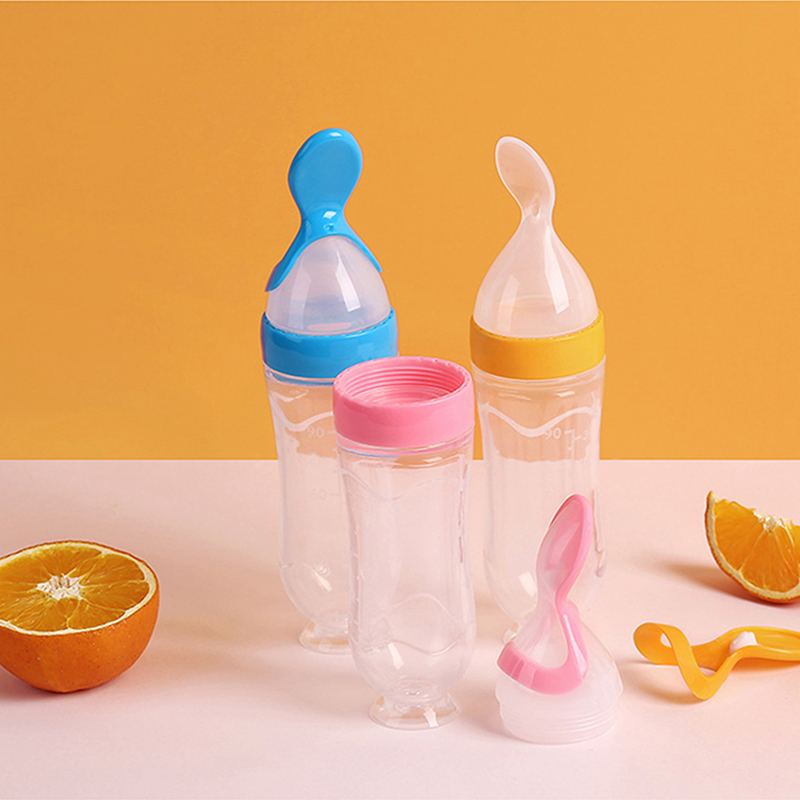 Squeezing Feeding Bottle Silic - Baby Food Newborn avaliação e preço
