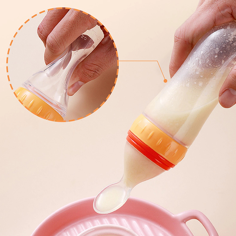Squeezing Feeding Bottle Silic - Baby Food Newborn avaliação e preço