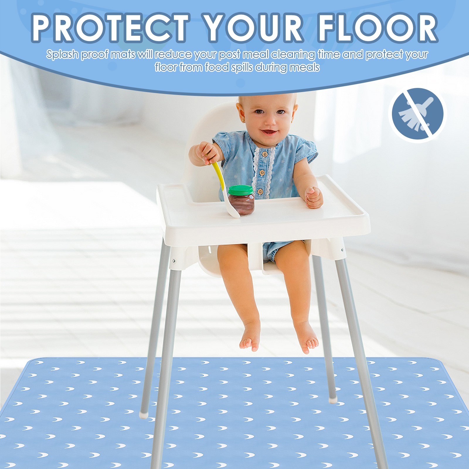 Baby Play Mat 51 Inch Waterpro - Highchair Splash Mat avaliação e preço