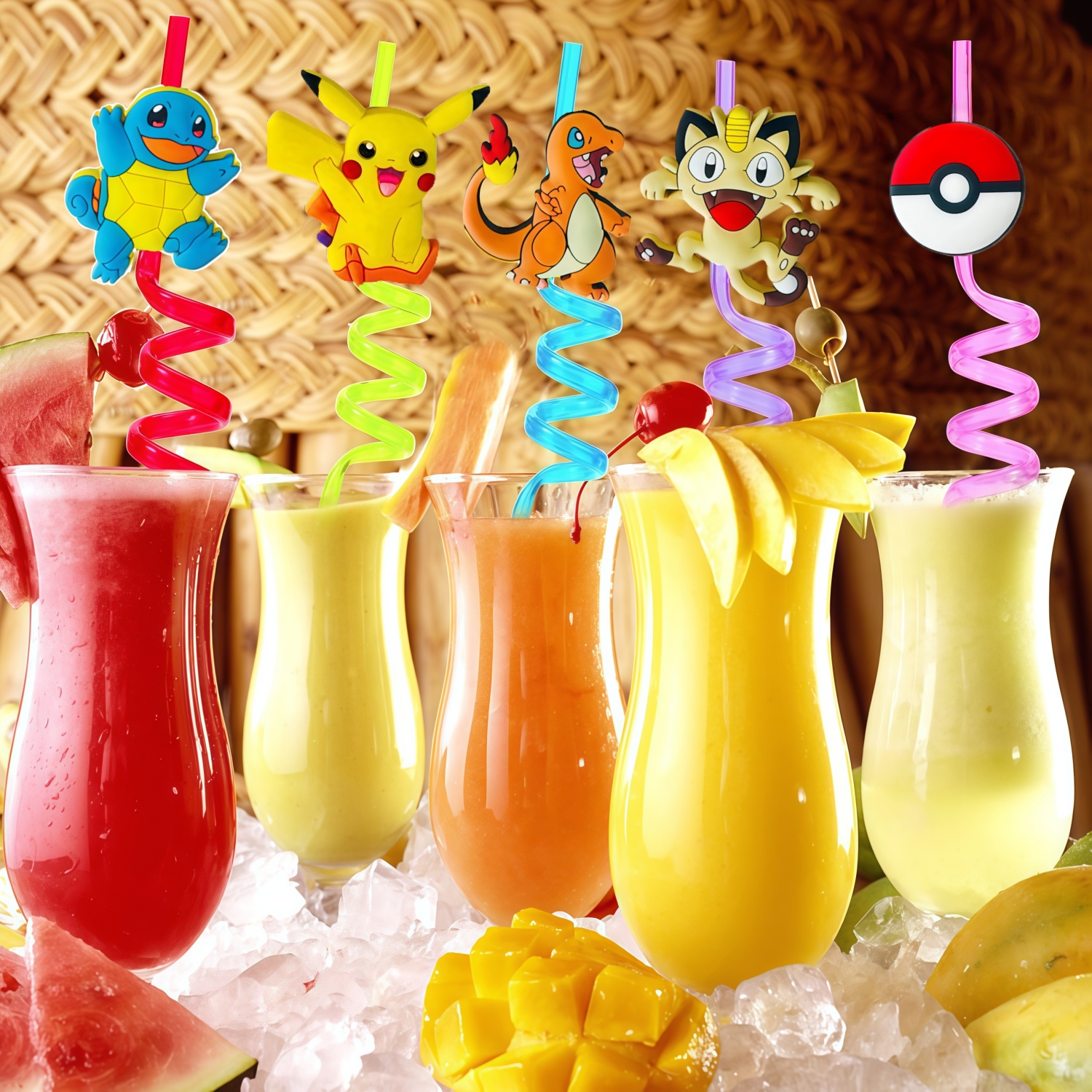 Pokemon Birthday Straws Birthd - Baby Food Fruits avaliação e preço