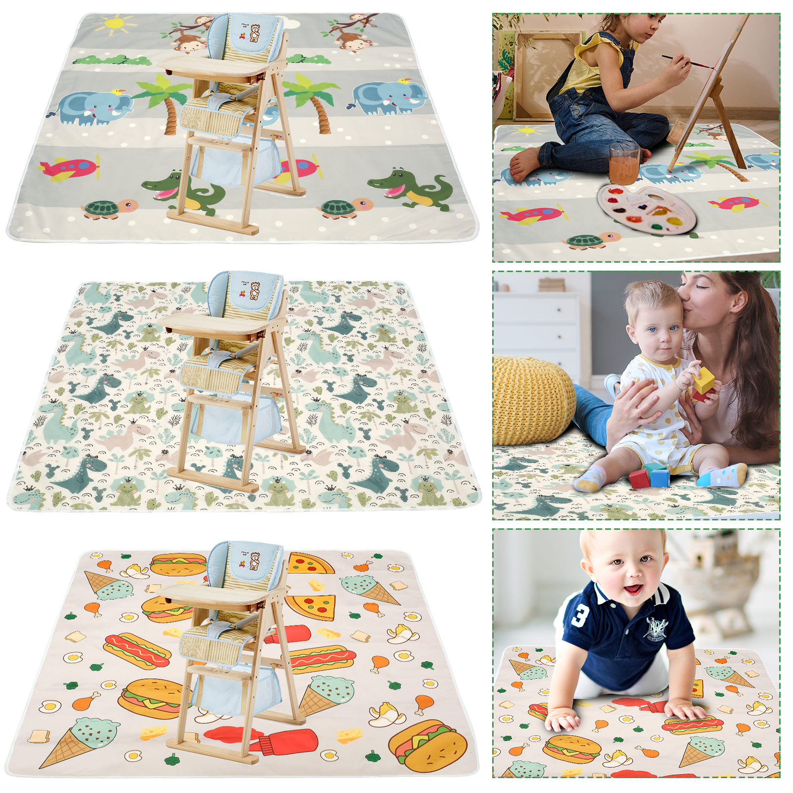 Baby Splat Mat for Under High  - Highchair Splash Mat avaliação e preço