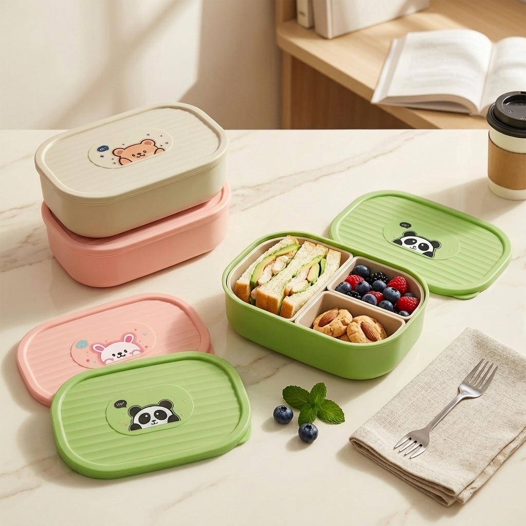 Cute Plastic Divided Lunch Box - Baby Food Fruits avaliação e preço