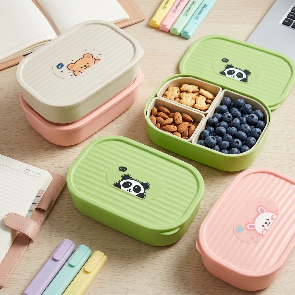 Cute Plastic Divided Lunch Box - Baby Food Fruits avaliação e preço