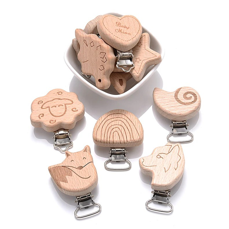 5Pcs Wooden Pacifier Clip Food - Baby Food Natural avaliação e preço